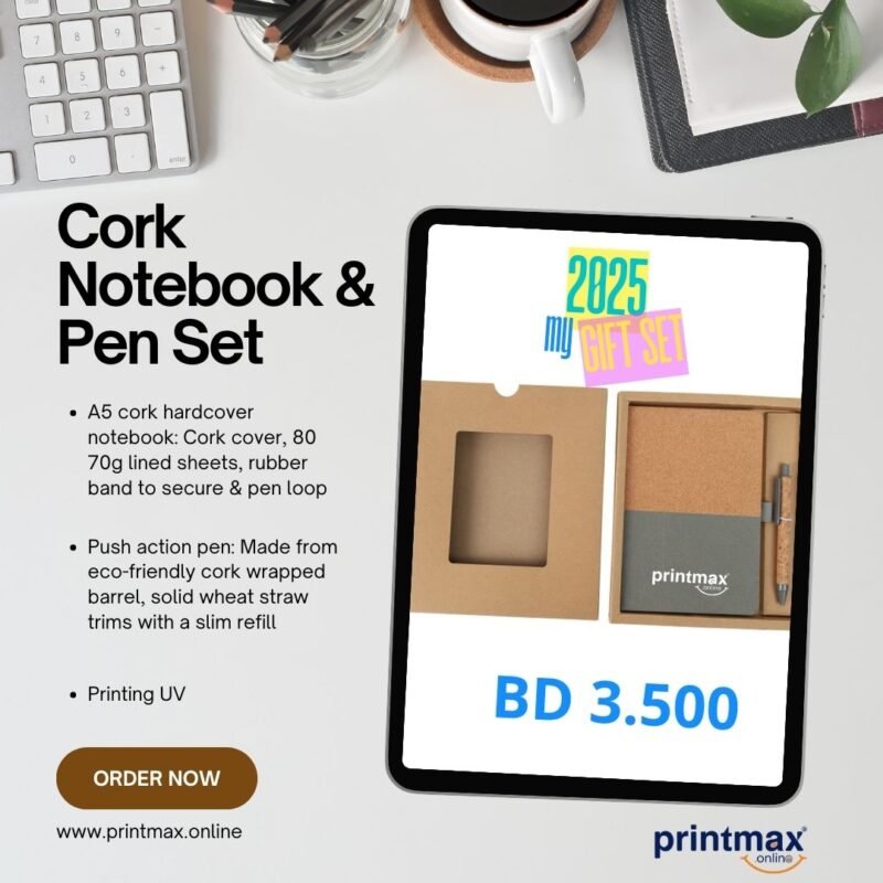 - Cork Notebook and Pen Set-Grey